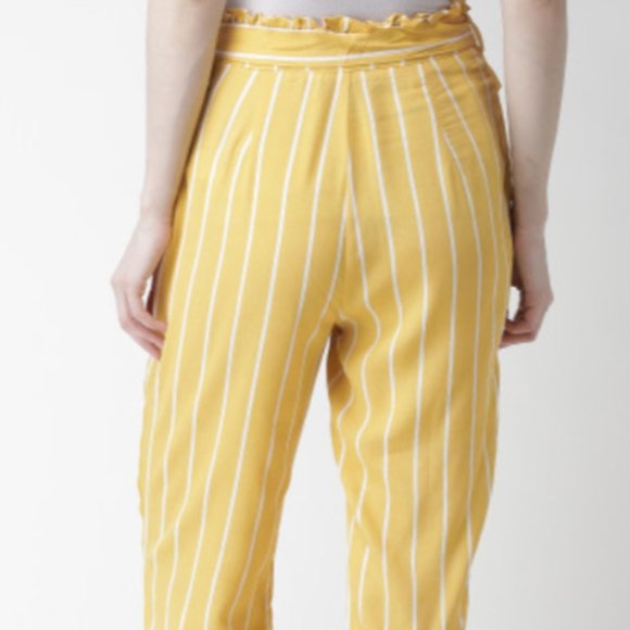 NWT High waisted Paper bag striped pants size L - Picture 5 of 9
